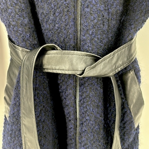 Cole Haan Signature wool blend Navy/Blue boucle Pea Coat oversized collar sze 14 - Picture 7 of 12